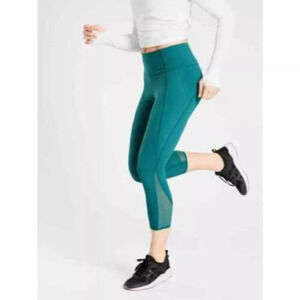 (N5) Athleta SuperSonic Womens Leggings Size XS Teal Active Yoga Athleisure